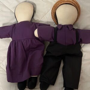 Folk Art Faceless Amish Doll Couple